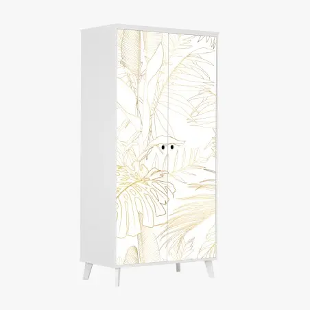 Pegatina para armario diseño botánico dorado sobre blanco – Pixers®