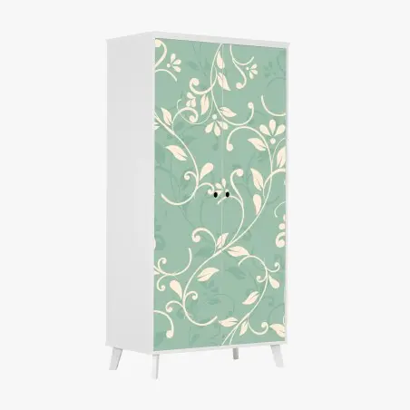 Pegatina para armario motivo floral elegante en verde agua y crema – Pixers®
