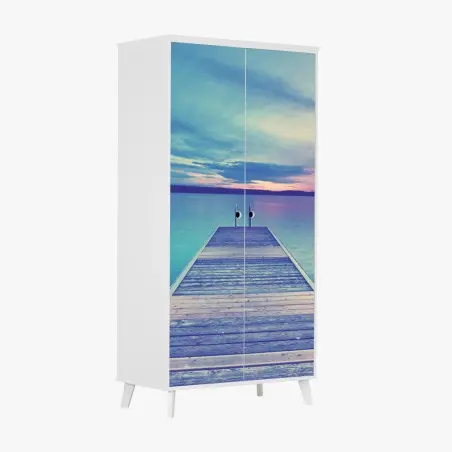 Pegatina para armario muelle hacia el horizonte al atardecer – Pixers®