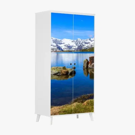 Pegatina para armario reflejo del Matterhorn en el lago Stellisee – Pixers®