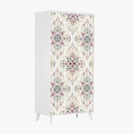 Pegatina para armario motivo damasco ornamental en tonos pastel – Pixers®
