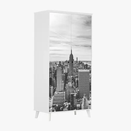 Pegatina para armario panorama urbano de Nueva York en blanco y negro – Pixers®