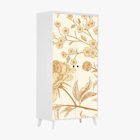 Pegatina para armario diseño mural floral vintage en tonos beige – Pixers®
