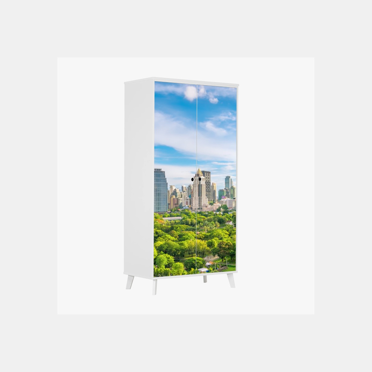 Pegatina para armario vista aérea de Bangkok y Parque Lumpini – Pixers®
