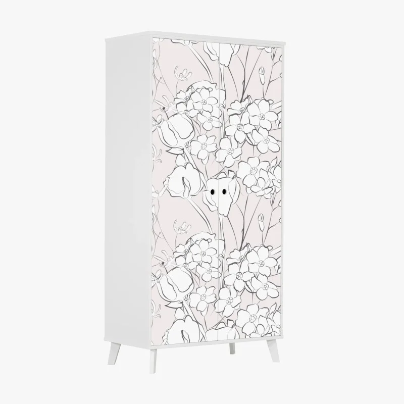 Pegatina para armario diseño floral delicado en rosa pálido