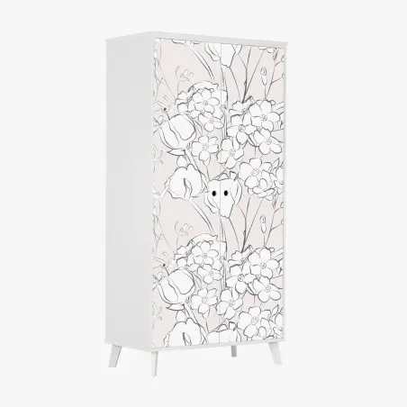 Pegatina para armario diseño floral delicado en rosa pálido – Pixers®