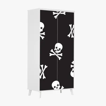 Pegatina para armario patrón de calaveras en blanco y negro – Pixers®