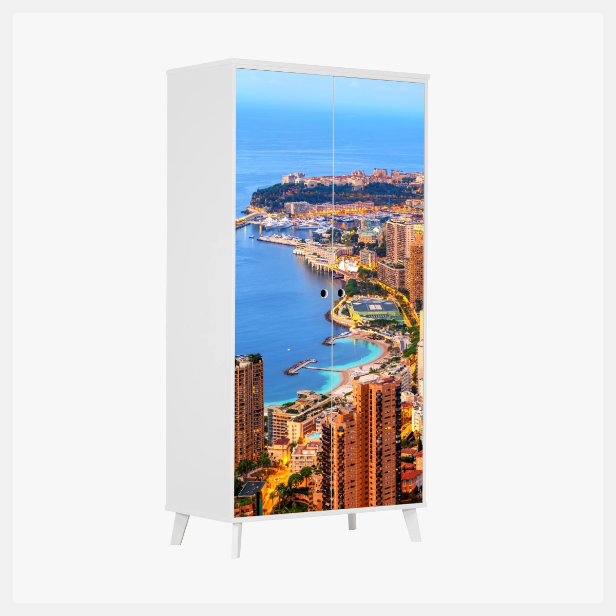 Pegatina para armario atardecer sobre Mónaco y Montecarlo – Pixers®