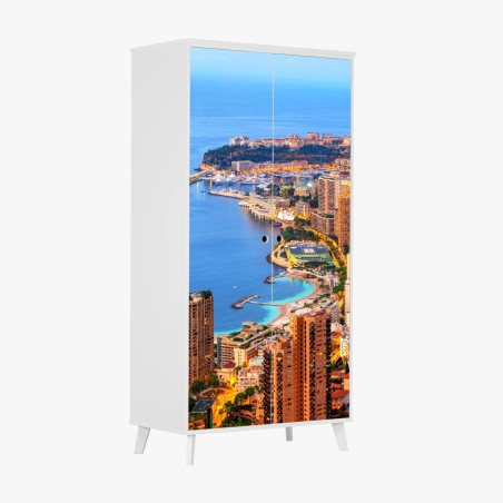 Pegatina para armario atardecer sobre Mónaco y Montecarlo – Pixers®