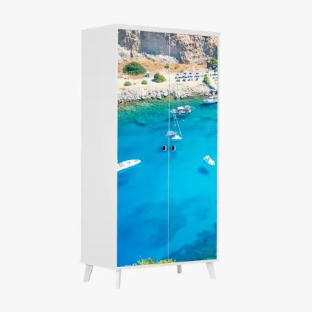 Pegatina para armario bahía turquesa de Anthony Quinn, Rhodes – Pixers®