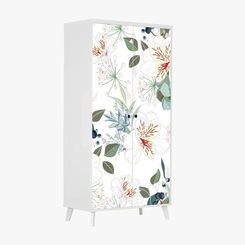 Pegatina para armario diseño floral elegante en tonos pastel