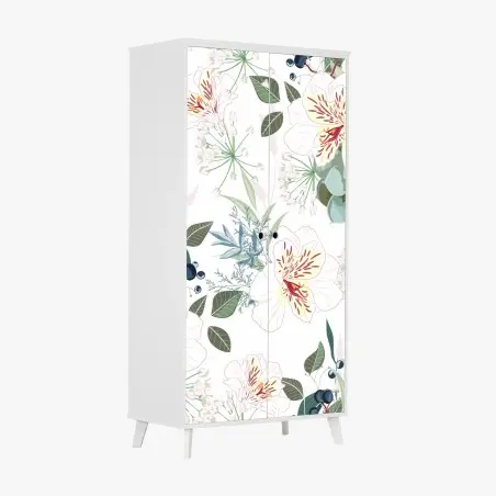 Pegatina para armario diseño floral elegante en tonos pastel – Pixers®