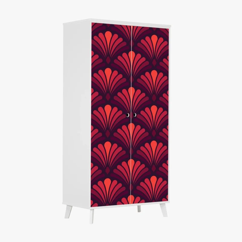 Pegatina para armario motivo art déco en tonos rojos y burdeos