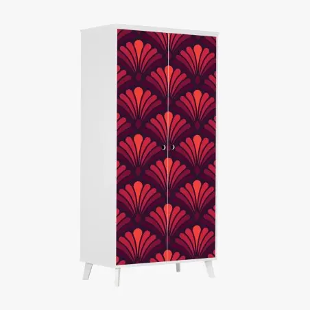 Pegatina para armario motivo art déco en tonos rojos y burdeos – Pixers®