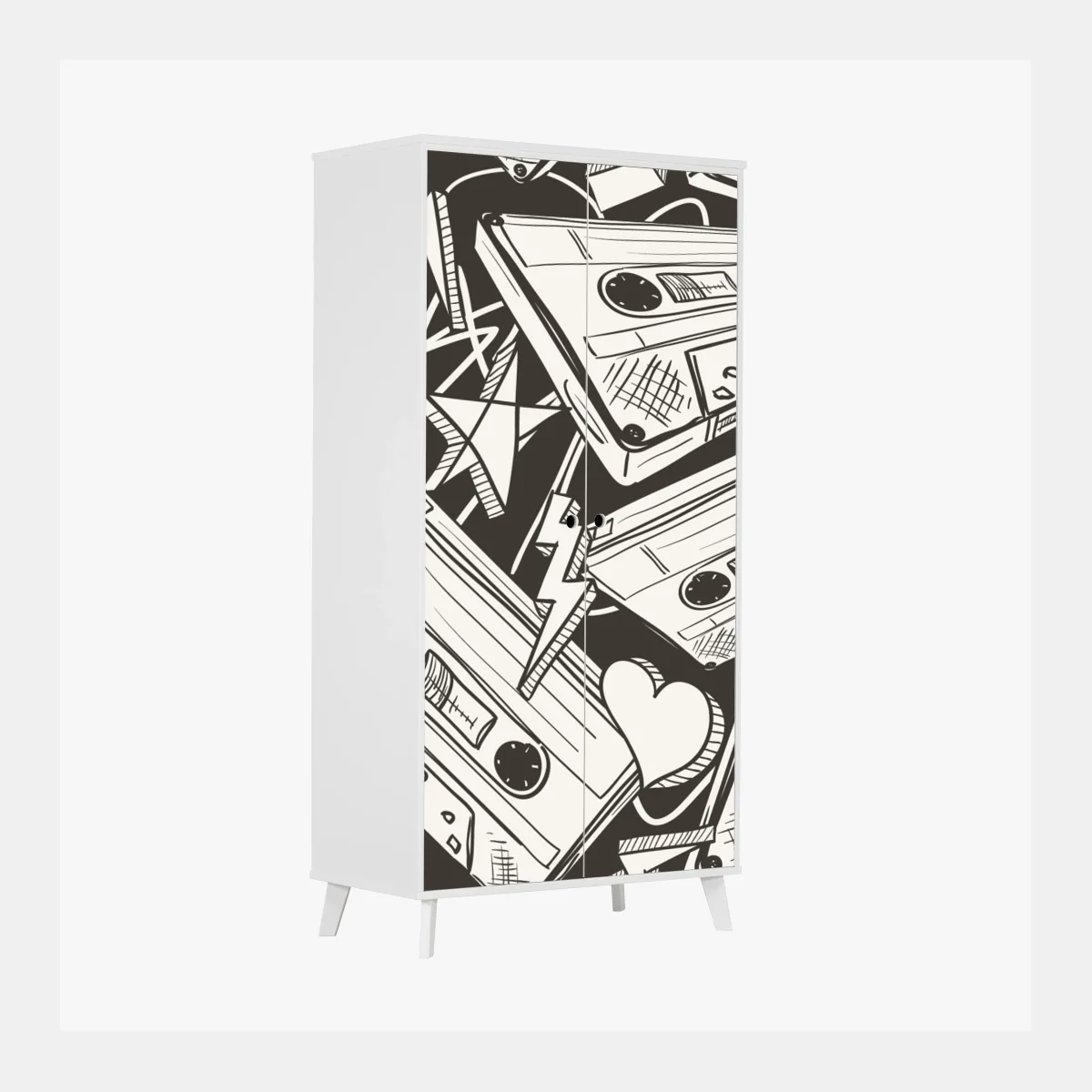 Pegatina para armario patrón retro de casetes y corazones – Pixers® Pegatina para armario patrón retro de casetes y corazones – Pixers®