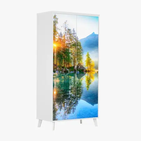 Pegatina para armario amanecer otoñal en Hintersee – Pixers®
