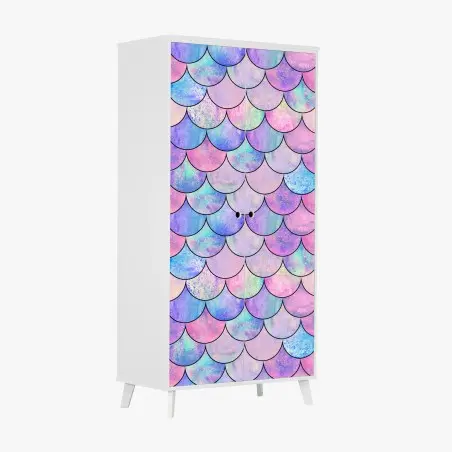 Pegatina para armario patrón de escamas de sirena en tonos pastel – Pixers®