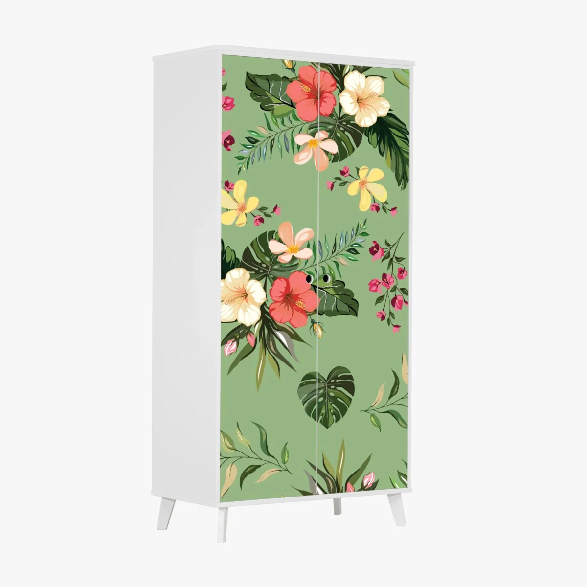 Pegatina para armario diseño tropical de flores y hojas sobre fondo verde – Pixers® Pegatina para armario diseño tropical de flores y hojas sobre fondo verde – Pixers®