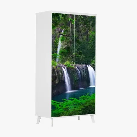 Pegatina para armario cascada esmeralda en bosque tropical – Pixers®