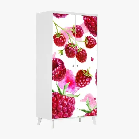 Pegatina para armario estampado de frambuesas en acuarela – Pixers®