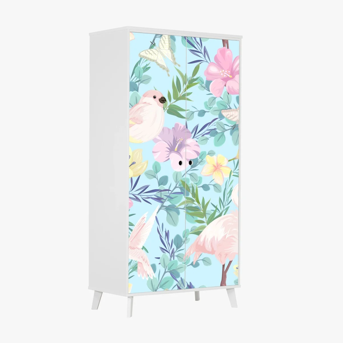 Pegatina para armario jardín tropical en tonos pastel con aves – Pixers® Pegatina para armario jardín tropical en tonos pastel con aves – Pixers®