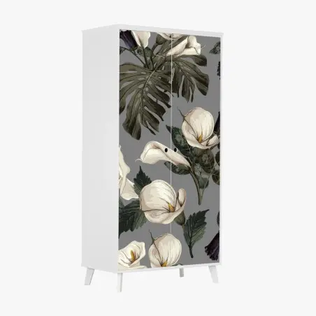 Pegatina para armario estampado botánico de calas y hojas tropicales – Pixers®