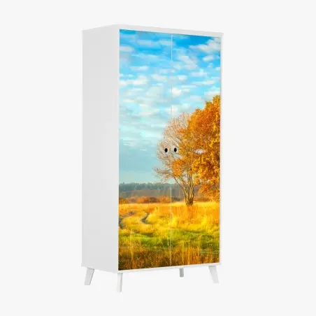 Pegatina para armario amanecer otoñal en la pradera – Pixers®