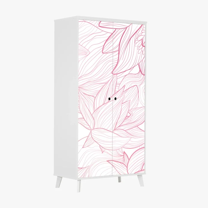 Pegatina para armario patrón floral delicado en tonos rosa
