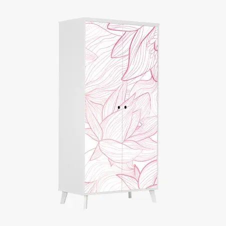Pegatina para armario patrón floral delicado en tonos rosa – Pixers®