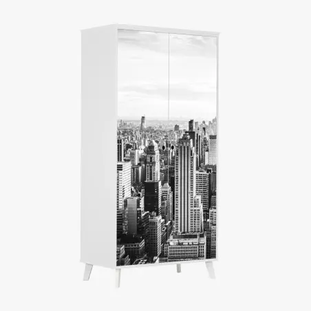 Pegatina para armario horizonte clásico de Nueva York en blanco y negro – Pixers®