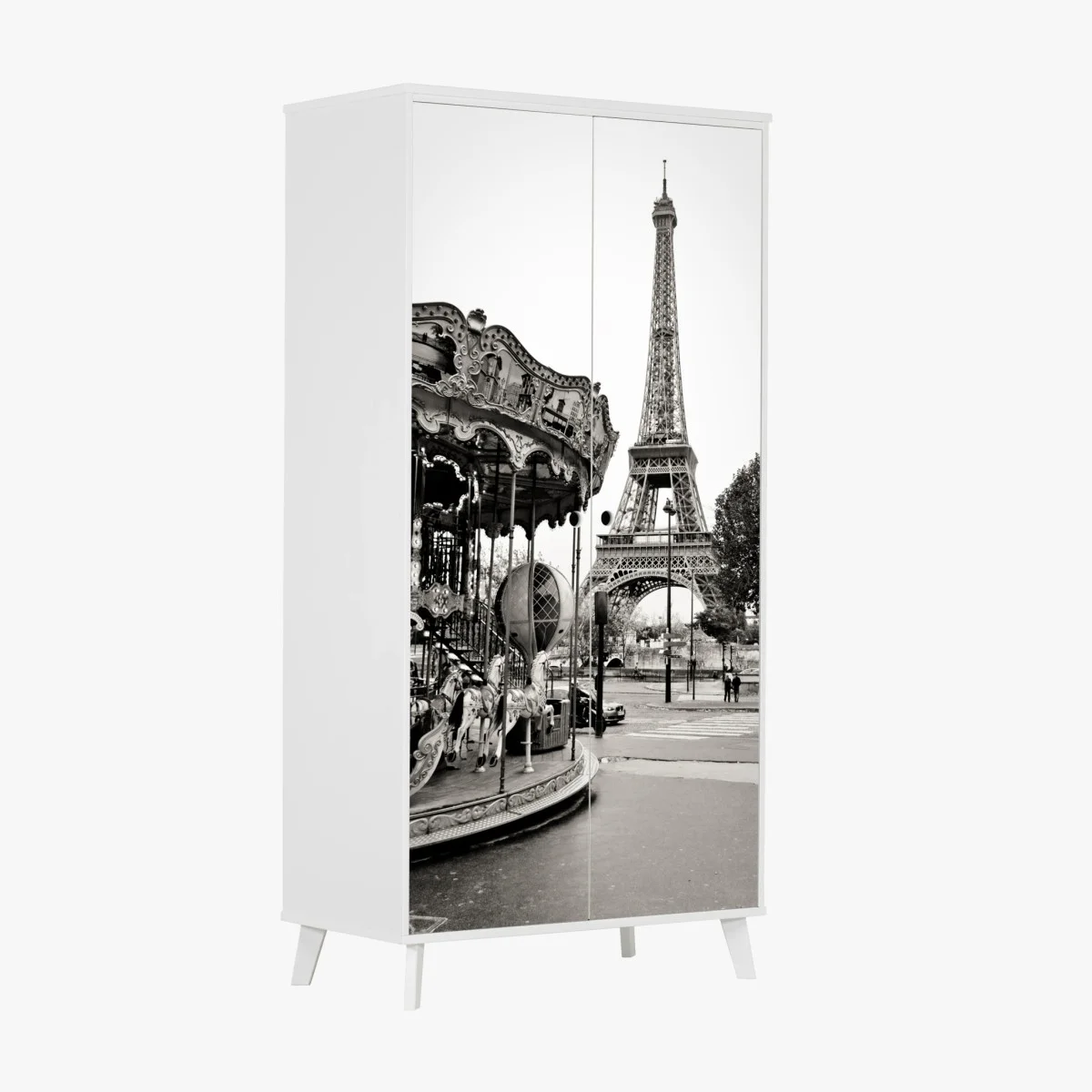 Pegatina para armario encanto nostálgico: carrusel frente a la Torre Eiffel – Pixers® Pegatina para armario encanto nostálgico: carrusel frente a la Torre Eiffel – Pixers®