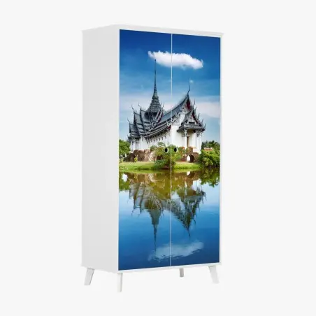 Pegatina para armario Sanphet Prasat: palacio reflejado en el lago – Pixers®