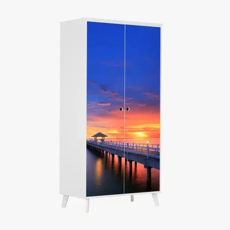 Pegatina para armario amanecer en el muelle – Pixers®