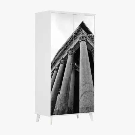 Pegatina para armario fachada monumental del Panteón de Roma en blanco y negro – Pixers®