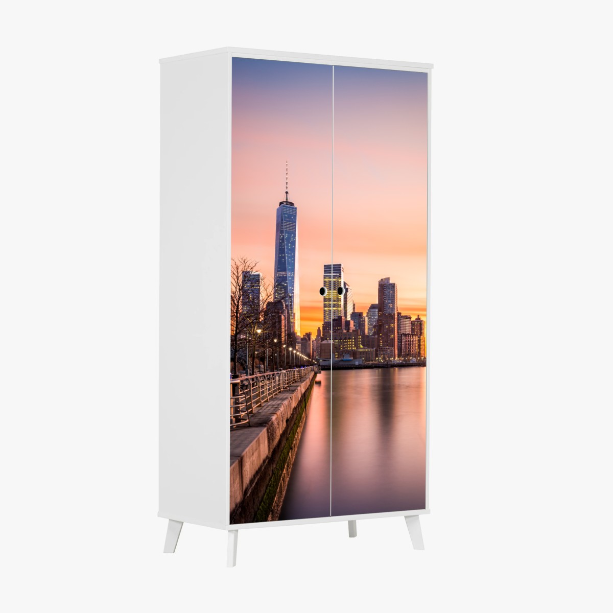 Pegatina para armario atardecer sobre Lower Manhattan – Pixers®