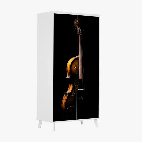 Pegatina para armario violín clásico iluminado sobre fondo negro – Pixers®