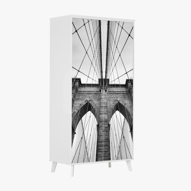 Pegatina para armario perspectiva arquitectónica del puente de Brooklyn