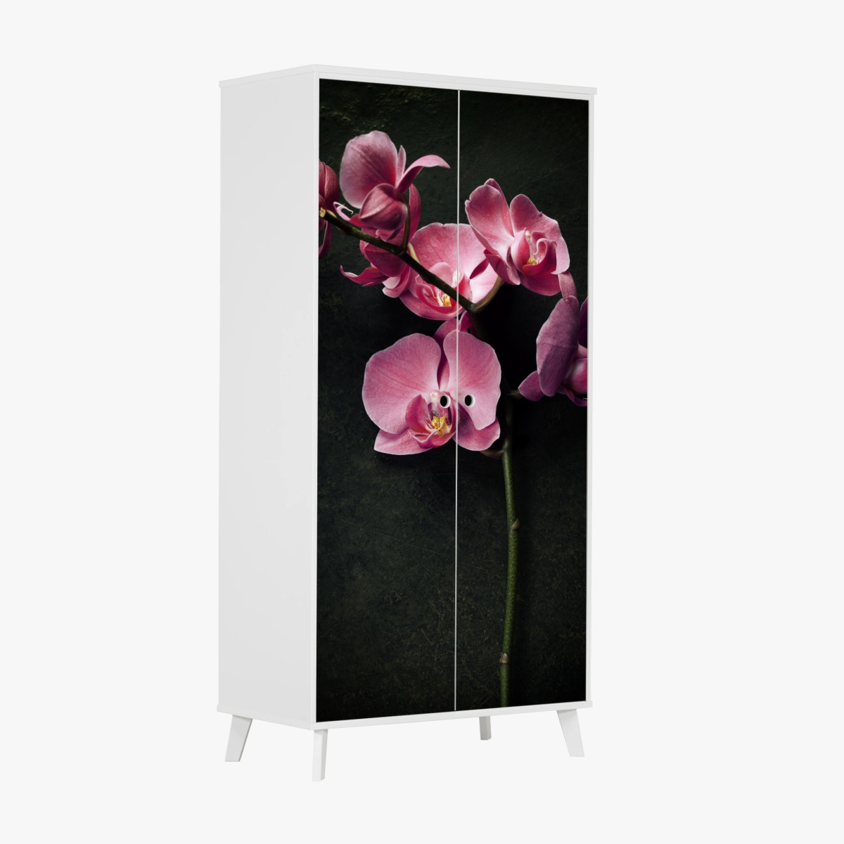 Pegatina para armario orquídea rosa sobre fondo vintage – Pixers®