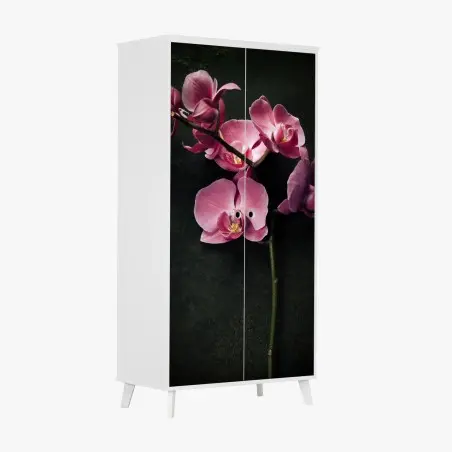 Pegatina para armario orquídea rosa sobre fondo vintage – Pixers®