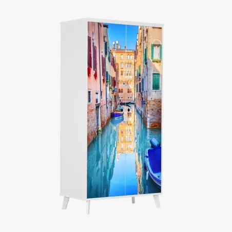 Pegatina para armario canal de Venecia con reflejos coloridos – Pixers®