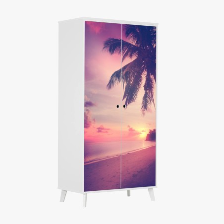 Pegatina para armario atardecer tropical en tonos retro – Pixers®