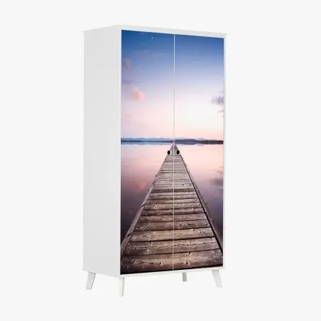 Pegatina para armario muelle hacia el horizonte al atardecer – Pixers®
