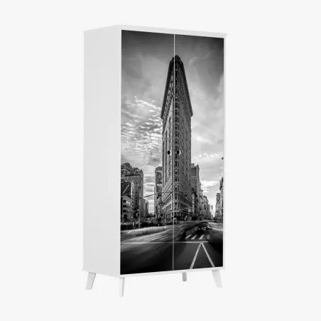 Pegatina para armario perspectiva del Flatiron en blanco y negro – Pixers®