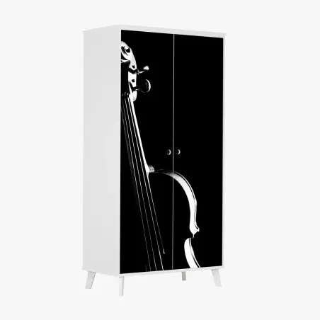 Pegatina para armario silueta de violín en blanco y negro – Pixers®