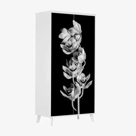 Pegatina para armario ramillete de orquídeas en blanco y negro – Pixers®