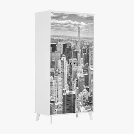 Pegatina para armario panorama en blanco y negro de Nueva York – Pixers®