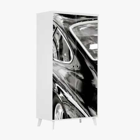 Pegatina para armario detalle elegante de un coche clásico en blanco y negro – Pixers®