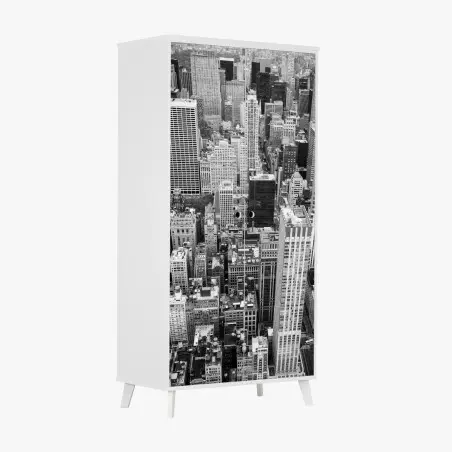 Pegatina para armario mural panorámico de Nueva York en blanco y negro – Pixers®