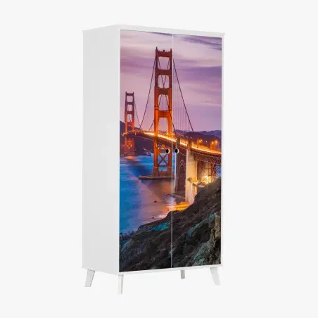 Pegatina para armario atardecer sobre el Golden Gate en San Francisco – Pixers®