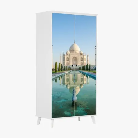 Pegatina para armario reflejo sereno del Taj Mahal al amanecer – Pixers®